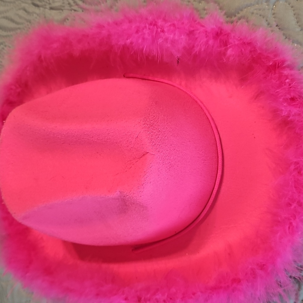 Vibrant Pink Women's  Feathered Cowboy Hat
